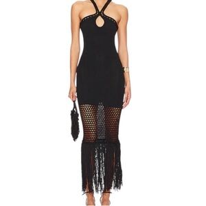 PQ Swim Black Backless Fringe Dress